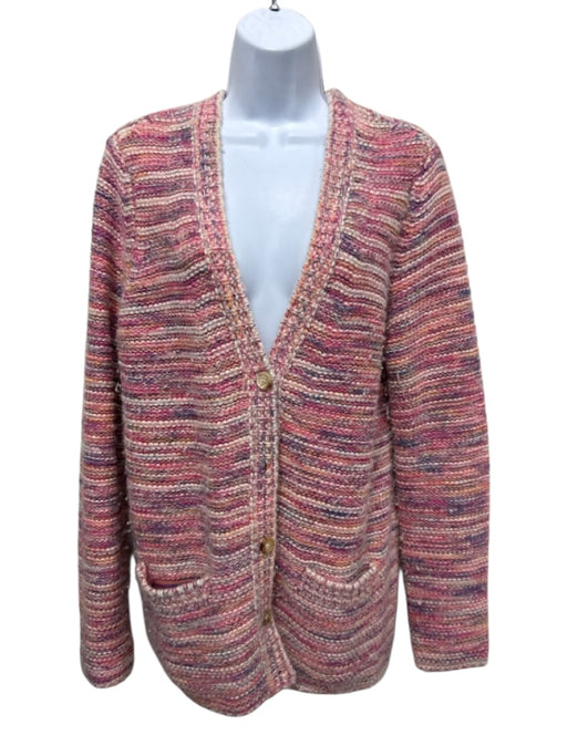 Gabriela Hearst Size L Pink, Cream, Orange, Purple Cashmere Stripe Cardigan Pink, Cream, Orange, Purple / L