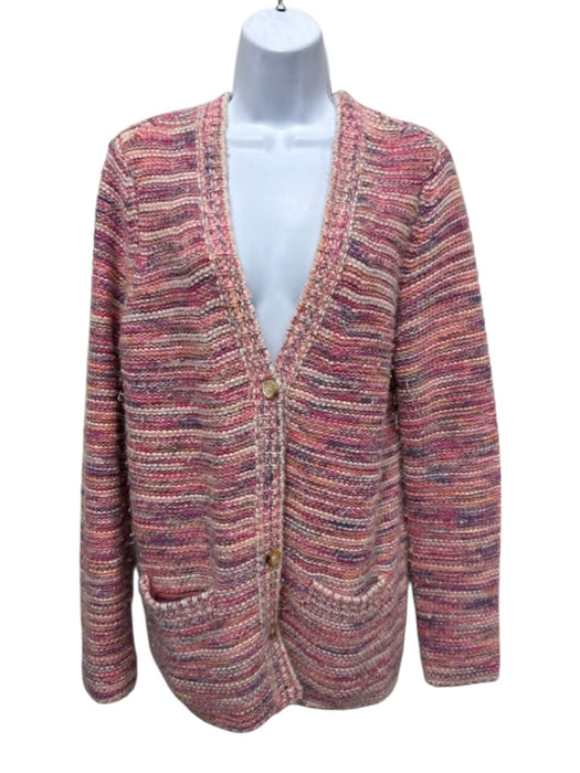 Gabriela Hearst Size L Pink, Cream, Orange, Purple Cashmere Stripe Cardigan Pink, Cream, Orange, Purple / L
