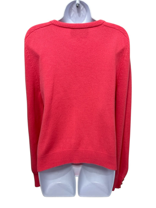 Gucci Size L Bright Pink Cashmere Blend Gold Buttons Round Neck Cardigan Bright Pink / L