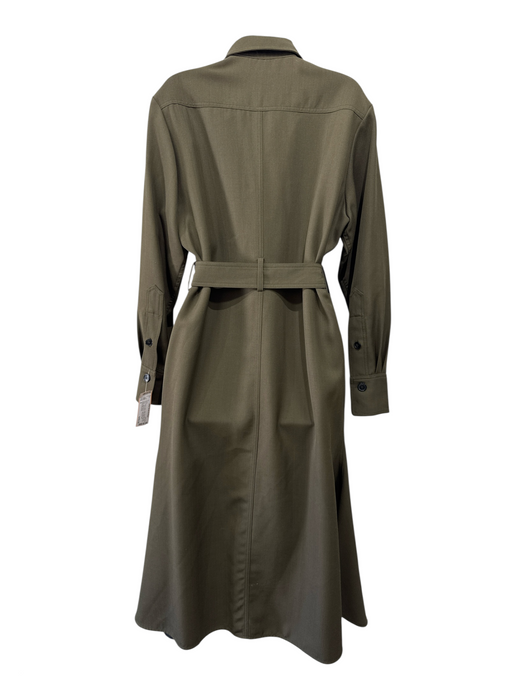 Victoria Beckham Size 8 Olive Green Wool Utility Shoulder Shirt dress Dress Olive Green / 8