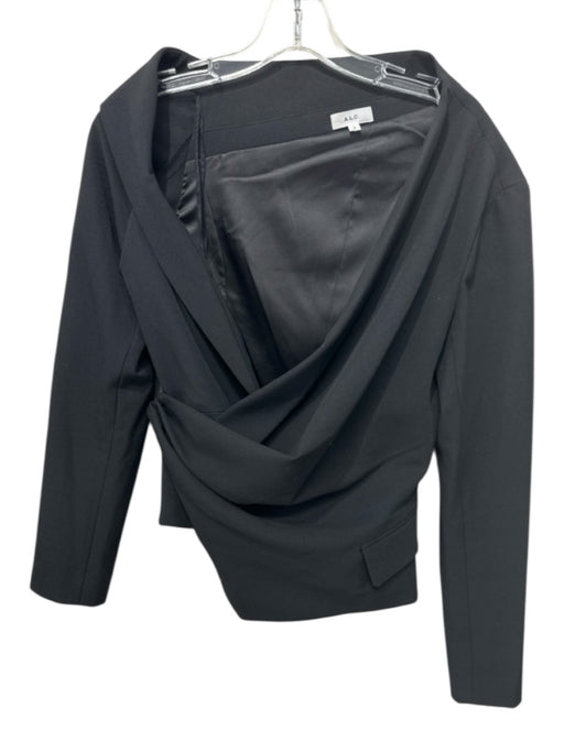 A.L.C. Size 8 Black Polyester Blend Side Gather Button & Hook Blazer Jacket Black / 8