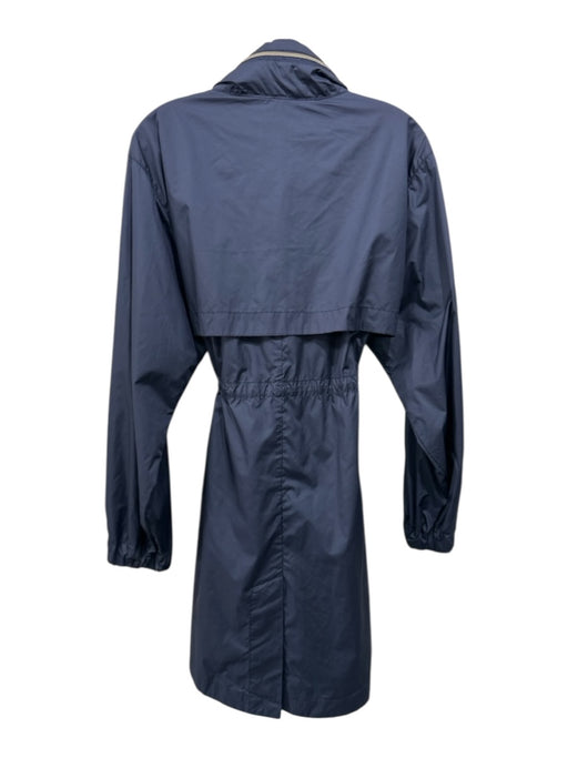 Peach Size Large Navy Blue Nylon Silver Zipper Drawstring Waist Hood Jacket Navy Blue / Large