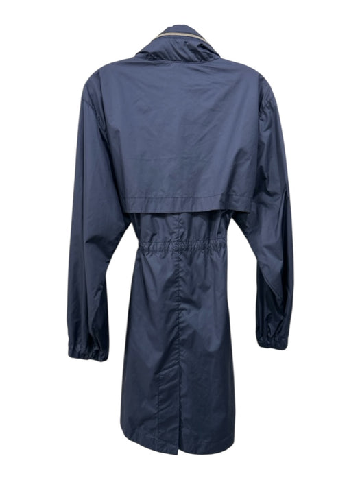 Peach Size Large Navy Blue Nylon Silver Zipper Drawstring Waist Hood Jacket Navy Blue / Large