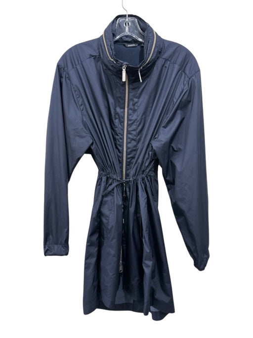 Peach Size Large Navy Blue Nylon Silver Zipper Drawstring Waist Hood Jacket Navy Blue / Large