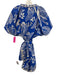 Farm Rio Size XL Blue, Brown, White Cotton Short Puff Sleeve Bananas Romper Blue, Brown, White / XL