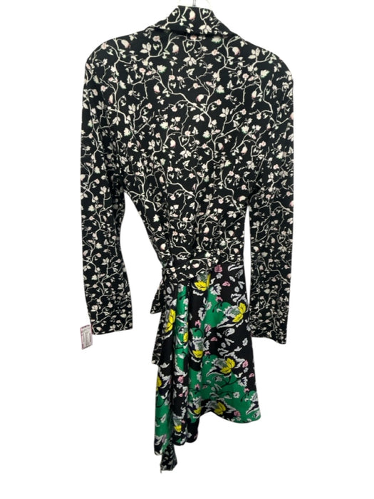 Diane Von Furstenberg Size 14 Green, Pink, Yellow Cotton Blend Long Sleeve Dress Green, Pink, Yellow / 14