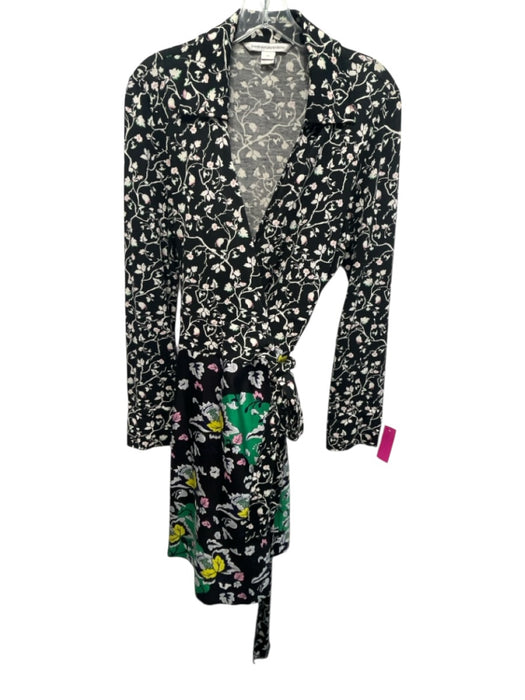 Diane Von Furstenberg Size 14 Green, Pink, Yellow Cotton Blend Long Sleeve Dress Green, Pink, Yellow / 14