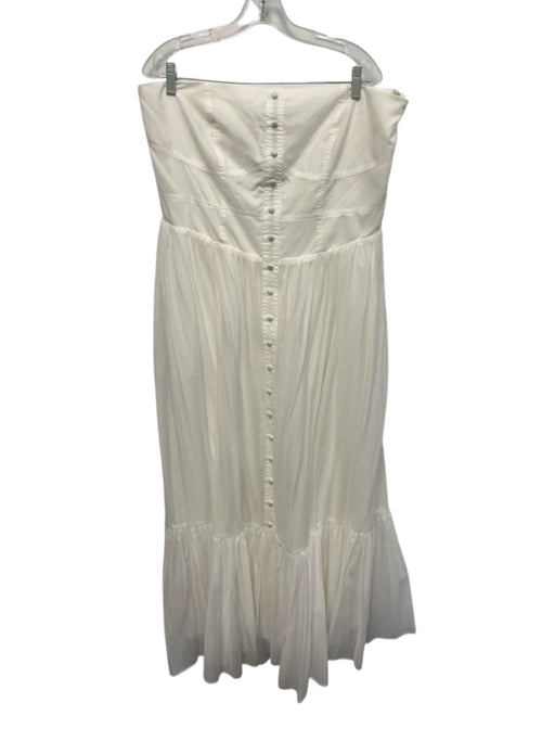 Mare Mare x Anthropologie Size XL White Viscose Blend Strapless Tiered Dress White / XL