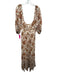 By Anthropologie Size Large Brown & White Modal Long Sleeve Floral Dress Brown & White / Large
