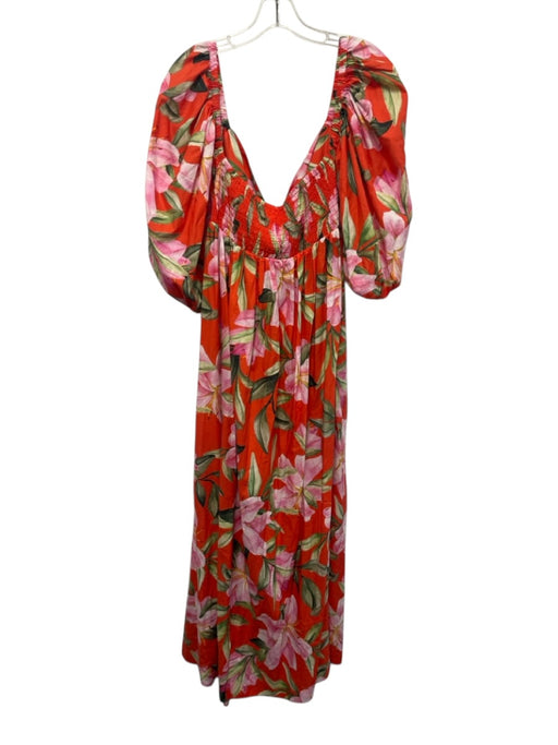 Mara Hoffman SWIM Size Large Red, Pink, Green Cotton Half Puff Sleeve Dress Red, Pink, Green / Large