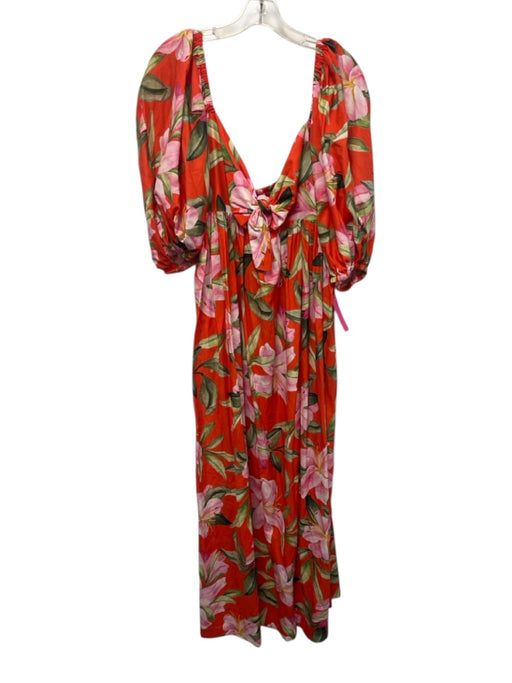 Mara Hoffman SWIM Size Large Red, Pink, Green Cotton Half Puff Sleeve Dress Red, Pink, Green / Large