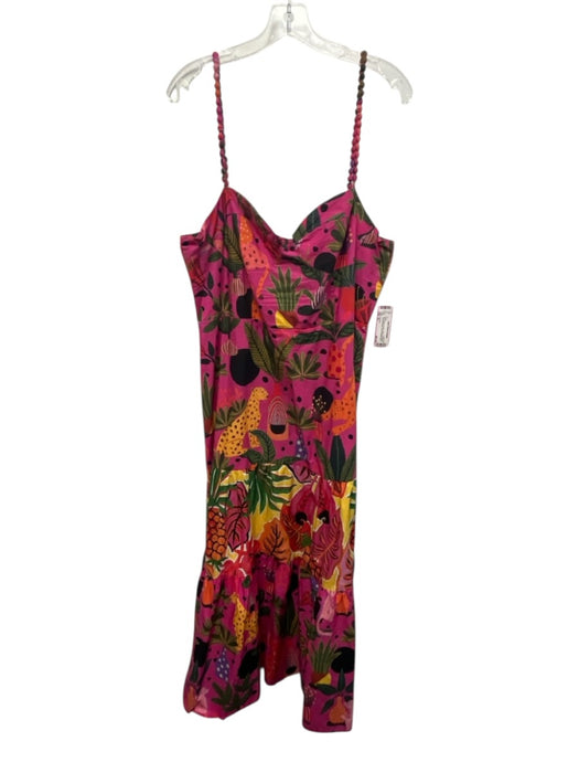 Farm Rio Size XL Pink, Green, Orange Cotton Sleeveless Animals & Plants Dress Pink, Green, Orange / XL