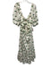 Farm Rio Size XL Green, Brown, White Linen Half Puff Sleeve Coconut Dress Green, Brown, White / XL