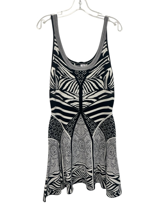 Diane Von Furstenberg Size Large Black & White Rayon Blend Sleeveless Dress Black & White / Large