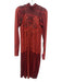 AFRM Size XL Red, Beige, Black Polyester Blend Long Sleeve Abstract Floral Dress Red, Beige, Black / XL