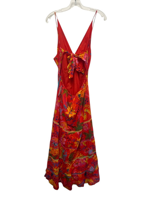 Farm Rio Size XL Red, Yellow, Blue Cotton Spaghetti Strap Doodle Swiss Dot Dress Red, Yellow, Blue / XL