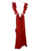 Pilcro Size XL Faded Red Cotton & Linen Ruffle Cap Sleeve Pleated Raw Hem Dress Faded Red / XL