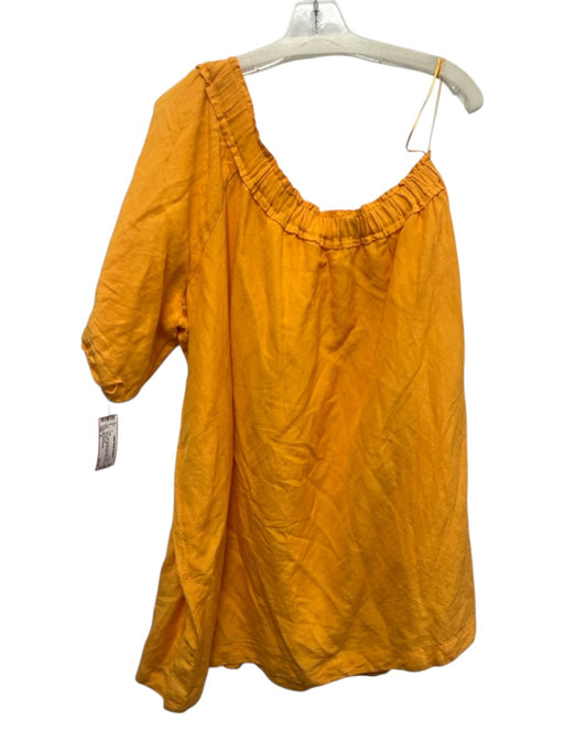 By Anthropologie Size XL Light Orange Linen Blend One Shoulder Mini Dress Light Orange / XL