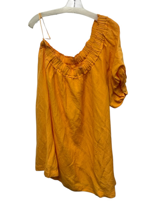 By Anthropologie Size XL Light Orange Linen Blend One Shoulder Mini Dress Light Orange / XL