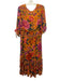 Farm Rio Size XL Yellow, Red, Blue Viscose Long Sleeve Floral Tiered Dress Yellow, Red, Blue / XL