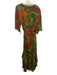 Farm for Anthropologie Size XL Green, Pink, Brown Viscose Flutter Sleeves Dress Green, Pink, Brown / XL