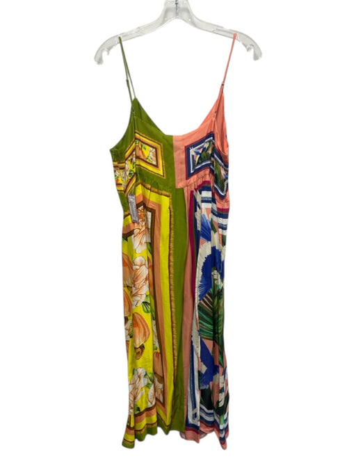 Farm Rio Size XL Pink, Green, Blue Viscose Spaghetti Strap Floral Cut Out Dress Pink, Green, Blue / XL