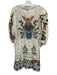 Farm Rio Size XL Green, Blue, White Cotton Long puff sleeve Floral Beaded Dress Green, Blue, White / XL