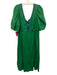 Farm Rio Size XL Green & Blue Linen Blend Half Puff Sleeve Piping Cut Outs Dress Green & Blue / XL