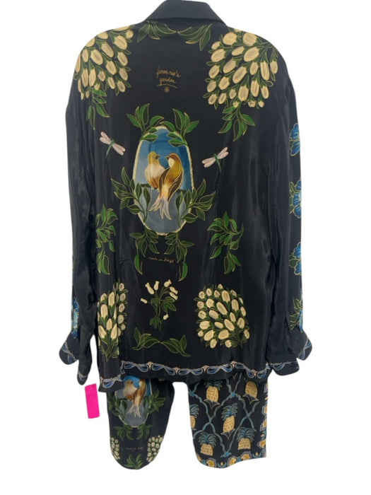 Farm Rio Size Large Purple, Blue, Green Viscose Long Sleeve Floral Pant Set Purple, Blue, Green / Large