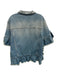MSGM Size 48 Medium Wash Cotton Denim Half Sleeve Distressed Button Front Jacket Medium Wash / 48