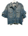 MSGM Size 48 Medium Wash Cotton Denim Half Sleeve Distressed Button Front Jacket Medium Wash / 48