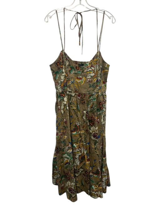 Banana Republic Size Large Brown, Green, Blue Linen Spaghetti Strap Floral Dress Brown, Green, Blue / Large