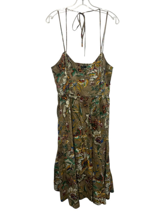 Banana Republic Size Large Brown, Green, Blue Linen Spaghetti Strap Floral Dress Brown, Green, Blue / Large