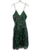 By Anthropologie Size XL Green, Navy, White Polyester Spaghetti Strap Maxi Dress Green, Navy, White / XL