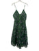 By Anthropologie Size XL Green, Navy, White Polyester Spaghetti Strap Maxi Dress Green, Navy, White / XL