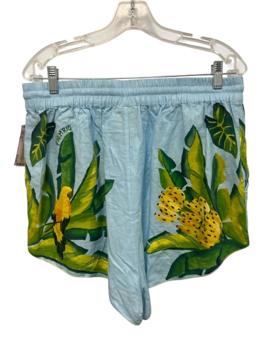 Farm Rio Size XL Blue, Green, Yellow Viscose Blend Long Sleeve Bananas Short Set Blue, Green, Yellow / XL