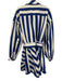 Farm Rio Size XL Blue & White Cotton Denim Long Sleeve Striped Pockets Romper Blue & White / XL
