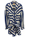 Farm Rio Size XL Blue & White Cotton Denim Long Sleeve Striped Pockets Romper Blue & White / XL