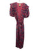 Farm Rio Size XL Pink, Red, Blue Cotton Blend Short Puff Sleeve Floral Jumpsuit Pink, Red, Blue / XL