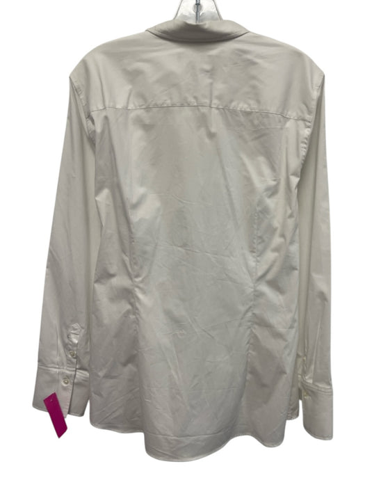 Banana Republic Size 16 White Cotton Blend Long Sleeve Button Front Collar Top White / 16
