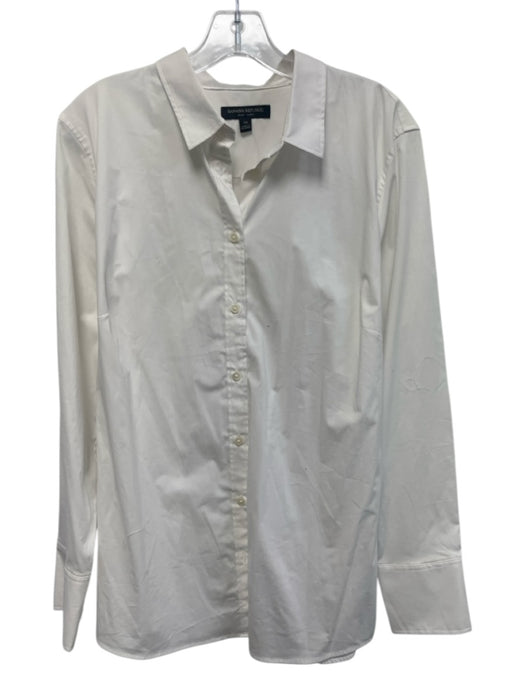 Banana Republic Size 16 White Cotton Blend Long Sleeve Button Front Collar Top White / 16