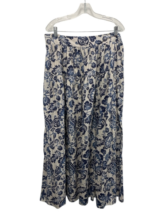 Forever That Girl Size Large Blue & White Cotton Ruffle Cap Sleeve Skirt Set Blue & White / Large