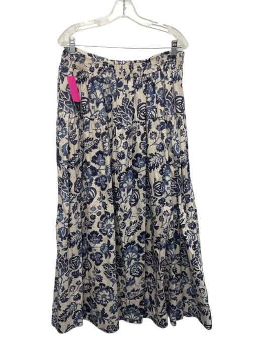 Forever That Girl Size Large Blue & White Cotton Ruffle Cap Sleeve Skirt Set Blue & White / Large