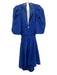 Banana Republic Size 16 Royal Blue Cotton Blend Short Puff Sleeve V Neck Dress Royal Blue / 16