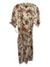 Pilcro Size 16 Red, Green, Brown Linen Blend Button Front Floral Raw Hem Dress Red, Green, Brown / 16