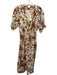 Pilcro Size 16 Red, Green, Brown Linen Blend Button Front Floral Raw Hem Dress Red, Green, Brown / 16