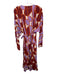 Diane Von Furstenberg Size Large Red, Orange, Purple Silk Long Sleeve Wrap Dress Red, Orange, Purple / Large