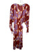 Diane Von Furstenberg Size Large Red, Orange, Purple Silk Long Sleeve Wrap Dress Red, Orange, Purple / Large