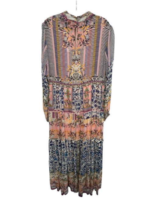 Bhanuni by Jyoti Size 16 Pink, Blue, Green Viscose Long Sleeve Mixed Print Dress Pink, Blue, Green / 16