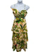 Farm Rio Size XL Green, Pink, Beige Viscose Spaghetti Strap Banana Print Dress Green, Pink, Beige / XL